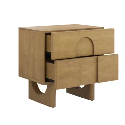 Wooden Bedside Table with Drawers Light Brown Set of 2