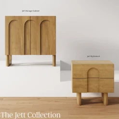 Wooden Bedside Table with Drawers Light Brown Set of 2