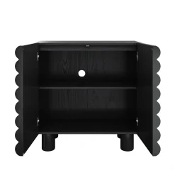 Wooden Credenza Cabinet with Sculpted Door Black (Set of 4)