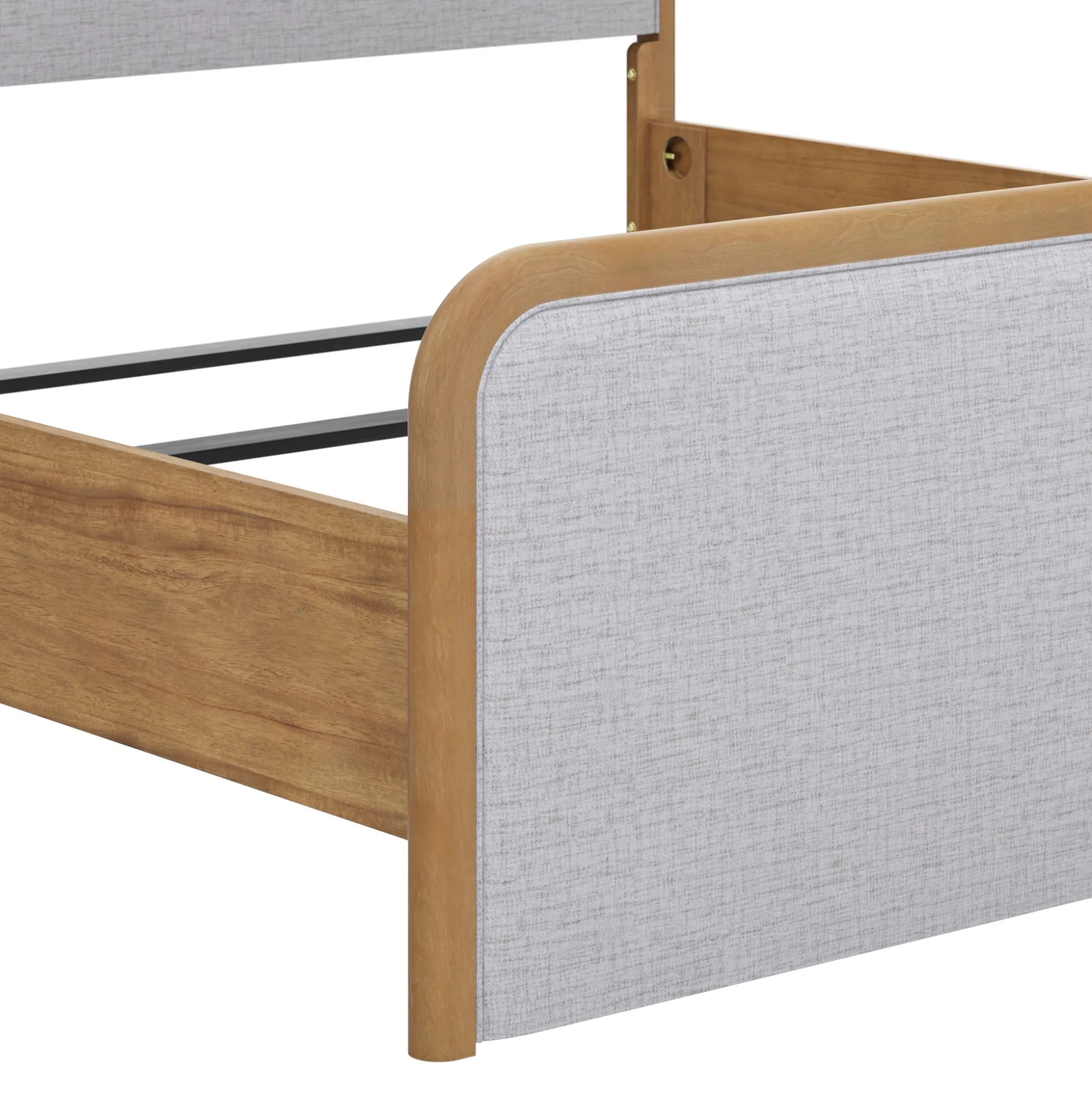 Wooden King Bed Frame with 2 Nightstands Set Gray/Light Brown