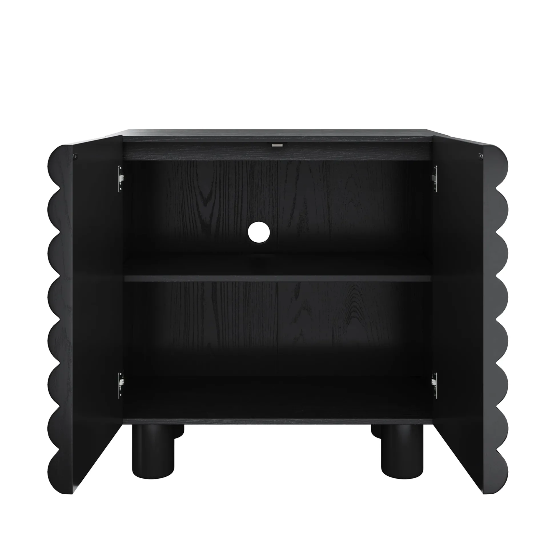 Wooden Sideboard Credenza Cabinet with Sculpted Door Black (Set of 2)