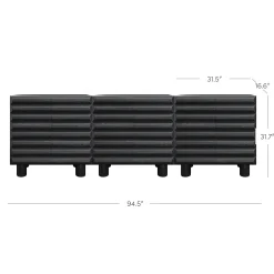 Wooden Sideboard Credenza Cabinet with Sculpted Door Black (Set of 3)