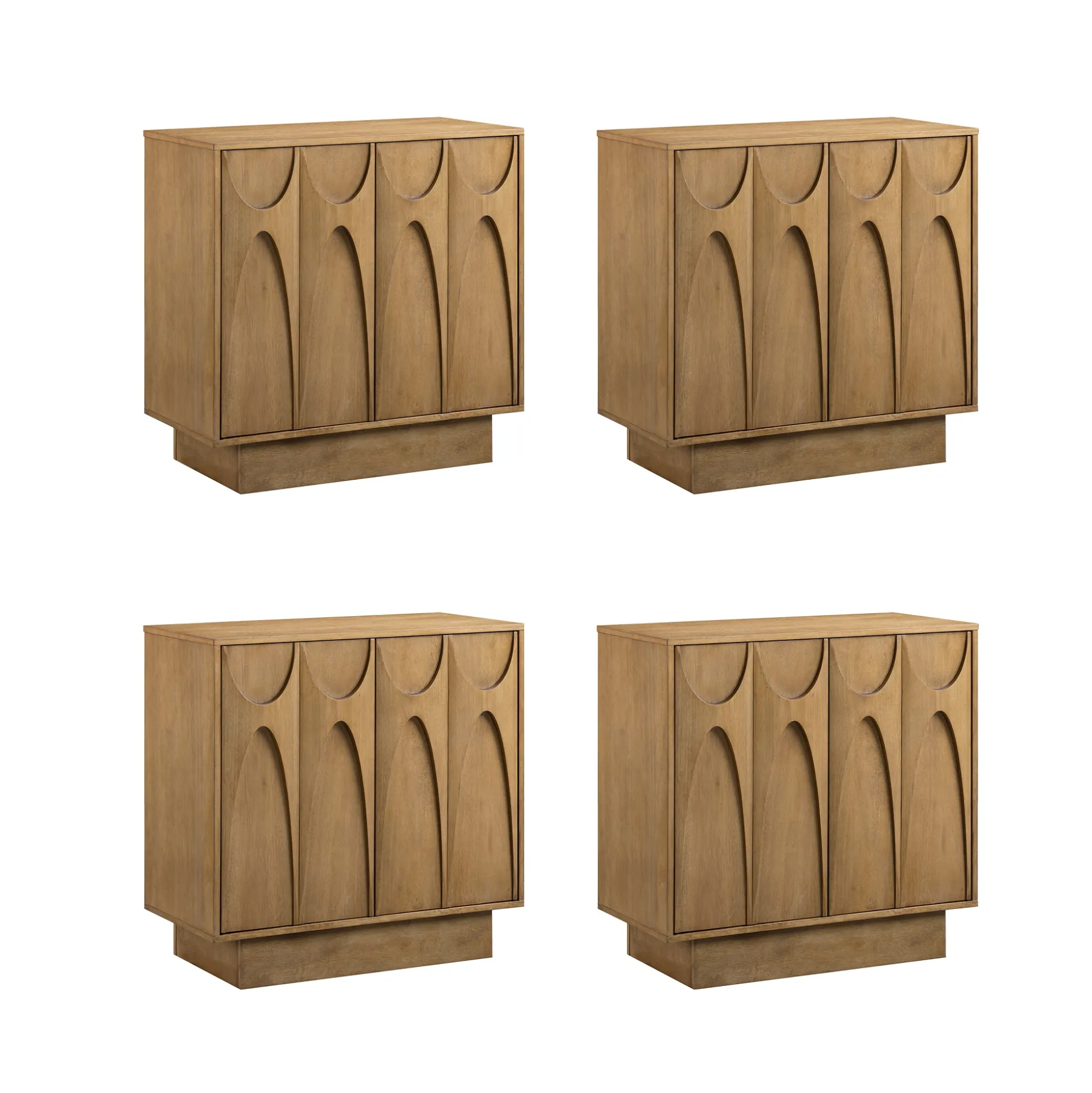 Wooden TV Console with Antique Carved Doors for TVs up to 100" Light Brown