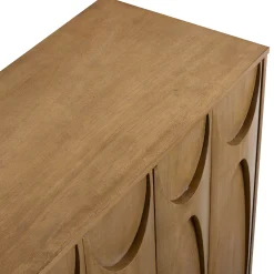 Wooden TV Console with Antique Carved Doors for TVs up to 75" Light Brown