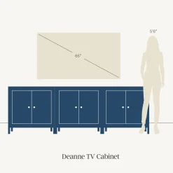Wooden TV Console with Antique Carved Doors for TVs up to 75