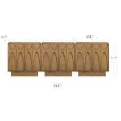 Wooden TV Console with Antique Carved Doors for TVs up to 75