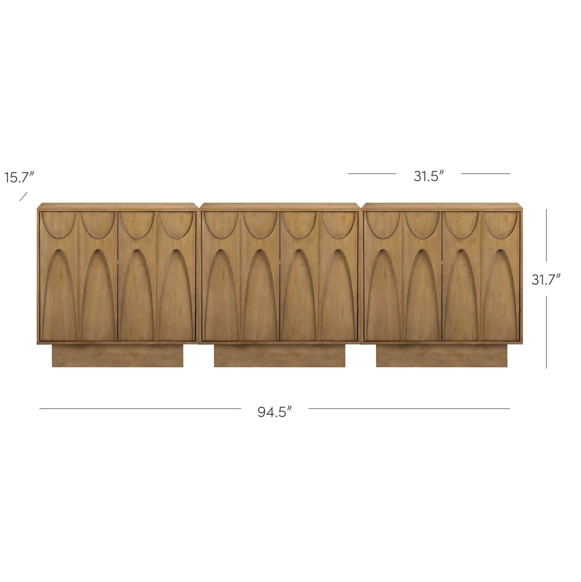 Wooden TV Console with Antique Carved Doors for TVs up to 75" Light Brown
