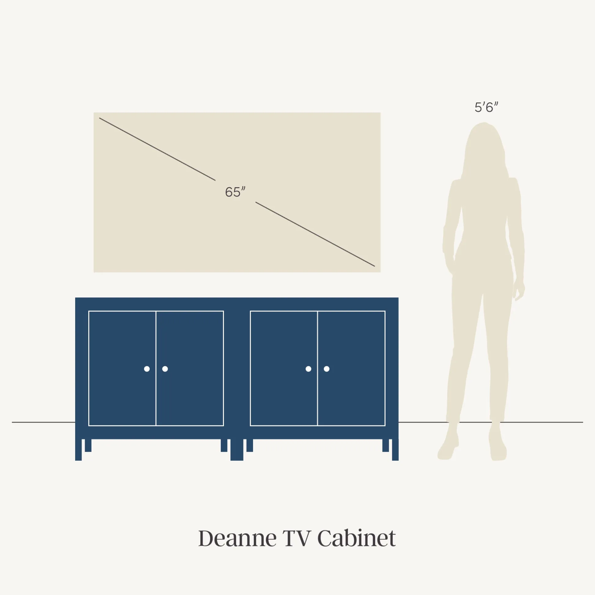 Wooden TV Console with Antique Carved Doors for TVs up to 65" Light Brown