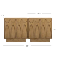 Wooden TV Console with Antique Carved Doors for TVs up to 65