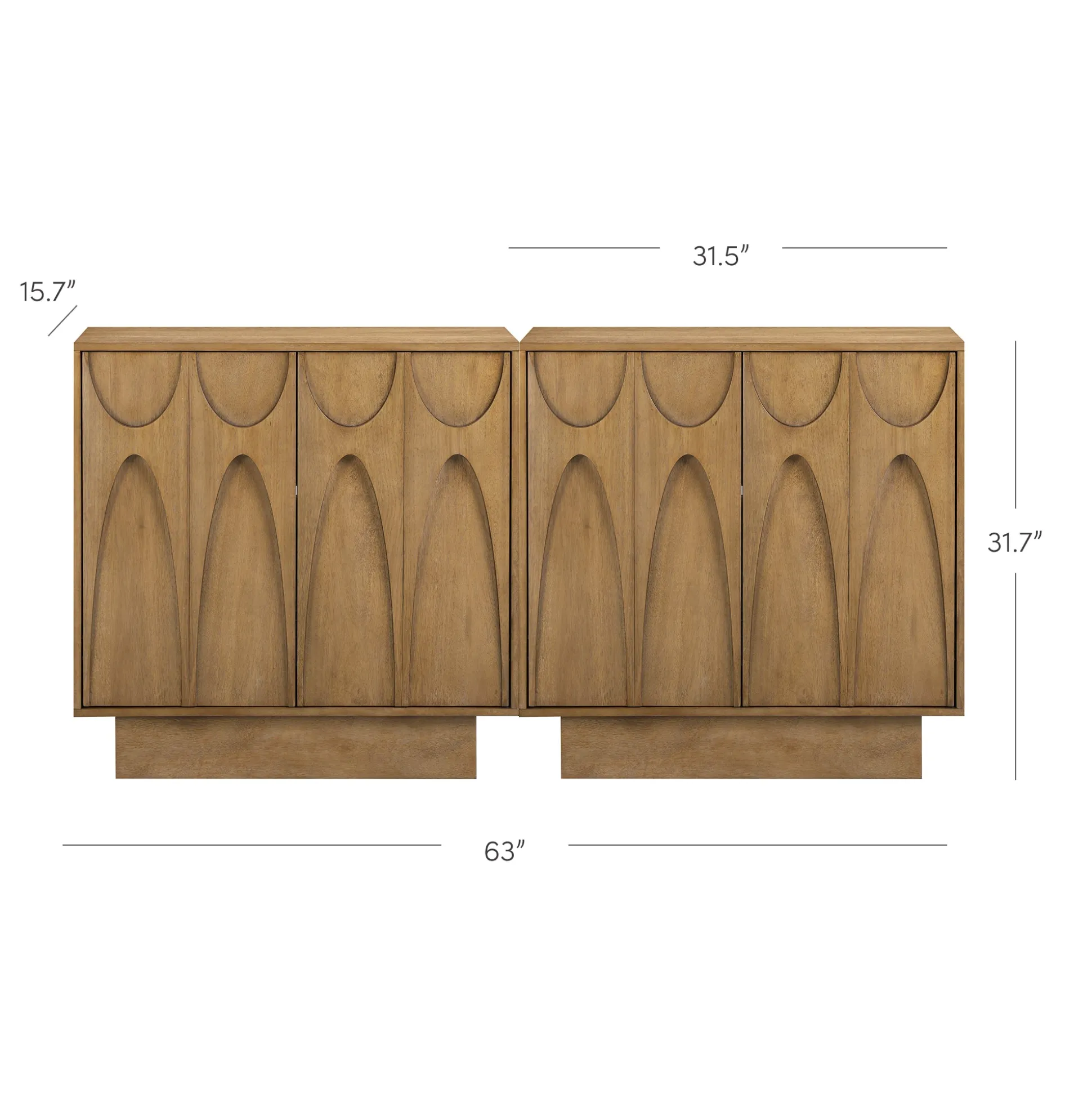Wooden TV Console with Antique Carved Doors for TVs up to 65" Light Brown