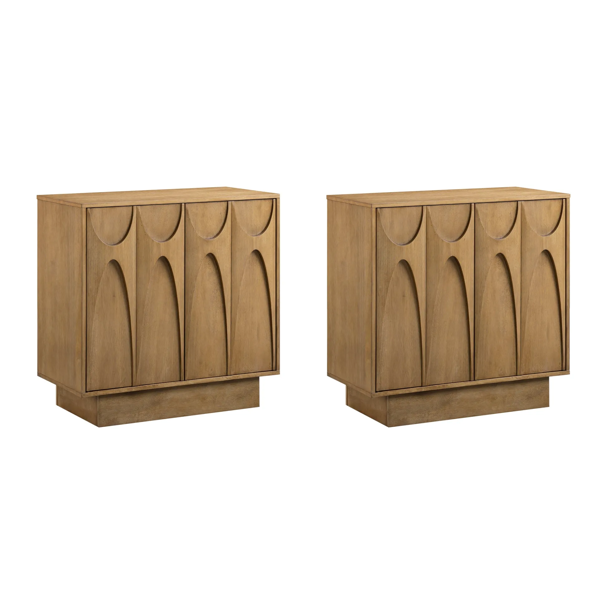 Wooden TV Console with Antique Carved Doors for TVs up to 65" Light Brown