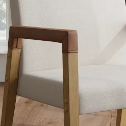 Wood & Faux Leather Accent Chairs (Set of 2)