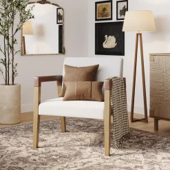Wood & Faux Leather Accent Chairs (Set of 2)