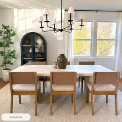 Wood & Faux Leather Dining Chairs Light Brown (Set of 4)