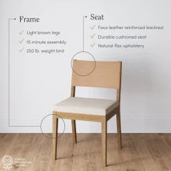Wood & Faux Leather Dining Chairs Light Brown (Set of 2)