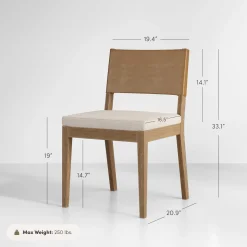 Wood & Faux Leather Dining Chair Light Brown
