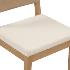 Wood & Faux Leather Dining Chair Light Brown