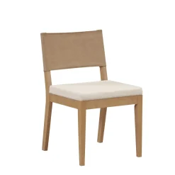 Wood & Faux Leather Dining Chair Light Brown