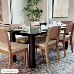 Wood & Faux Leather Dining Chair Light Brown