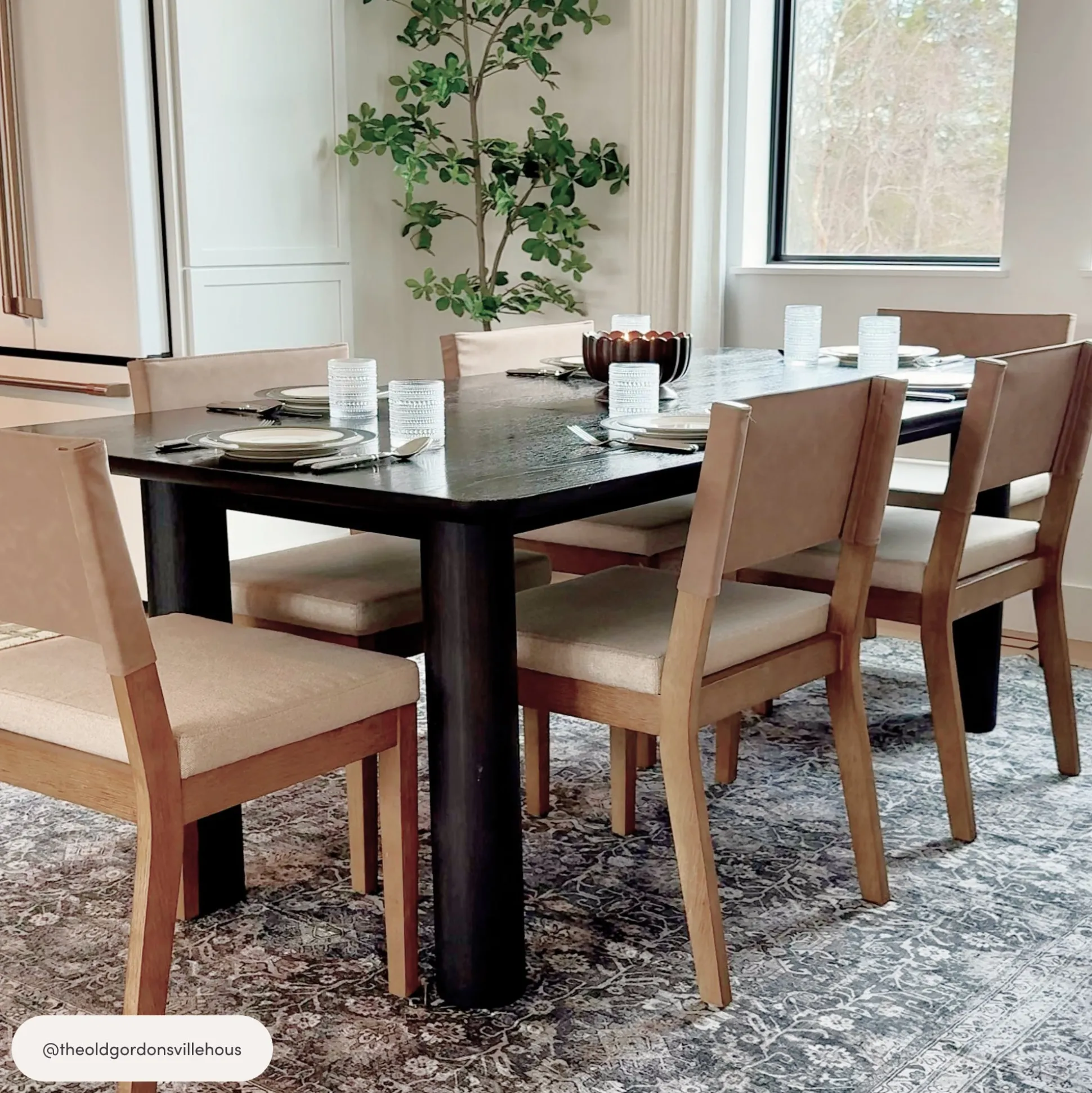 Wood & Faux Leather Dining Chair Light Brown