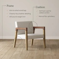Wood & Faux Leather Upholstered Accent Chair