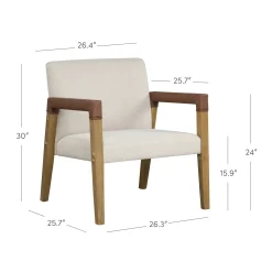 Wood & Faux Leather Upholstered Accent Chair