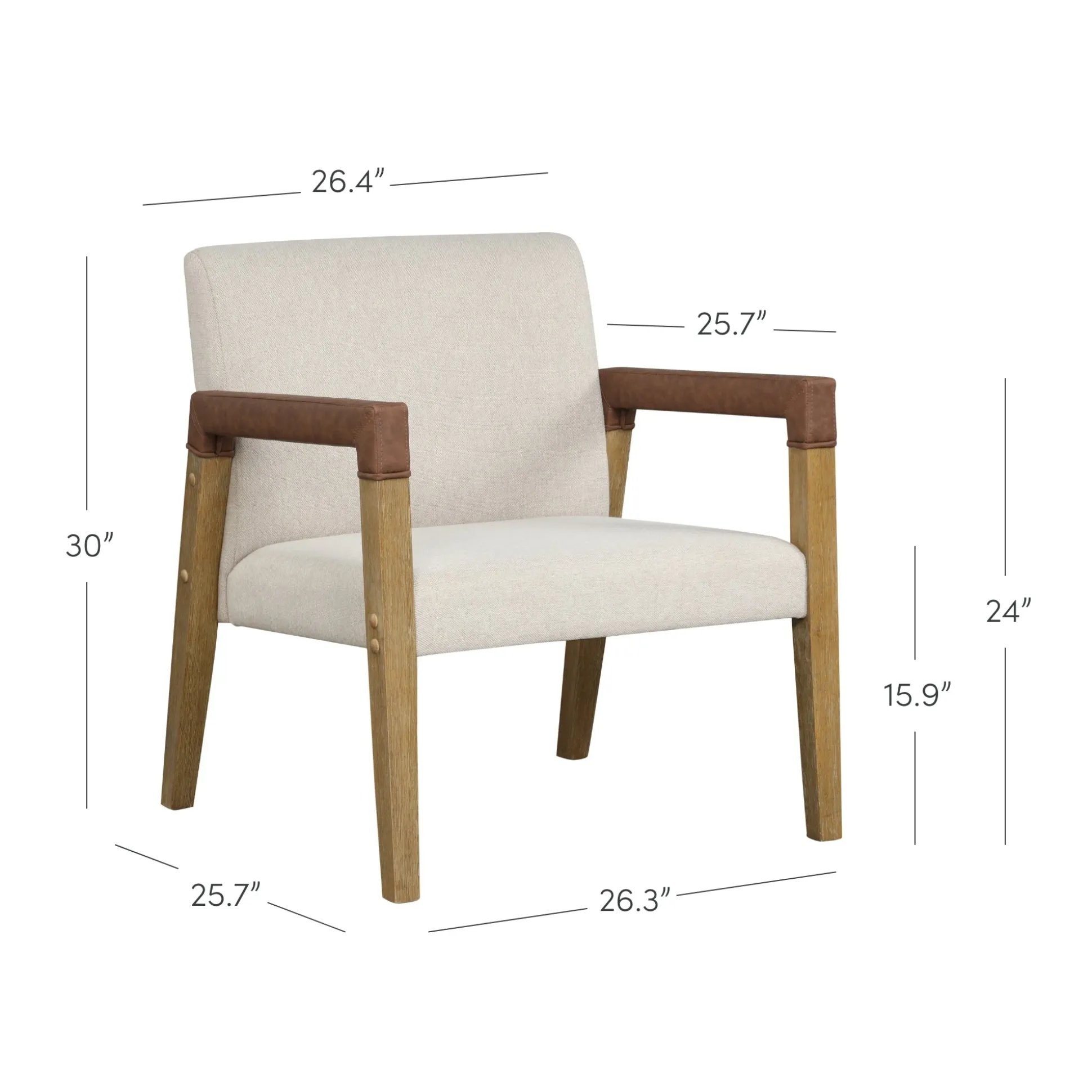 Wood & Faux Leather Upholstered Accent Chair