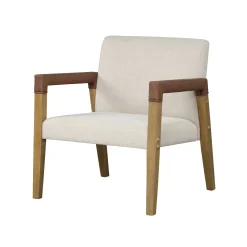 Wood & Faux Leather Upholstered Accent Chair