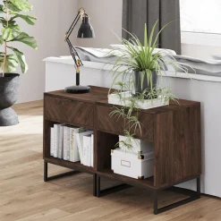 Wood Herringbone Nightstands Nutmeg (Set of 2)