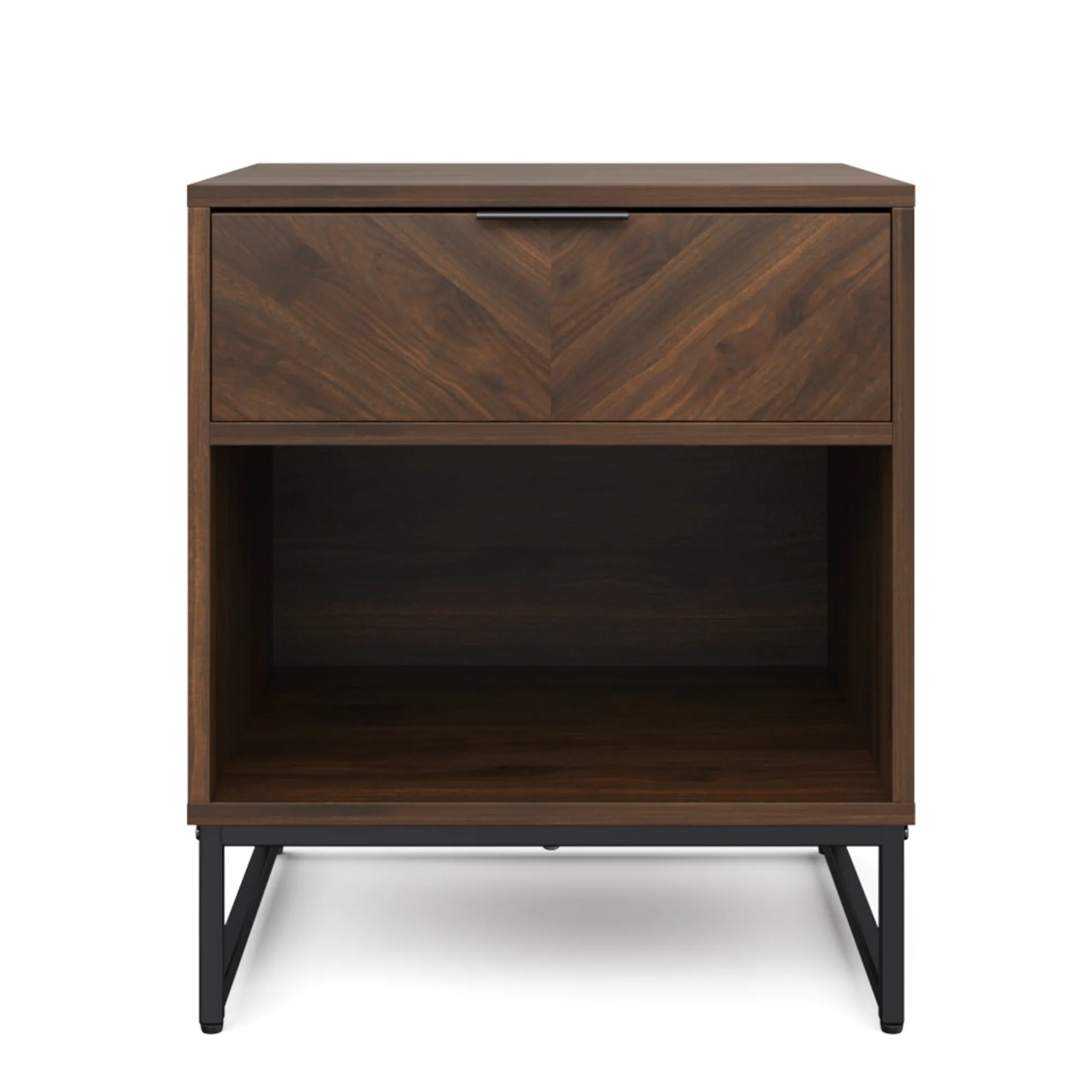 Wood Herringbone Nightstands Nutmeg (Set of 2)