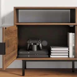 Wood Herringbone TV Cabinet Walnut