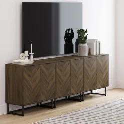 Wood Herringbone TV Console for TVs up to 75