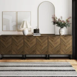 Wood Herringbone TV Console for TVs up to 75