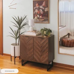 Wood Herringbone TV Console for TVs up to 75