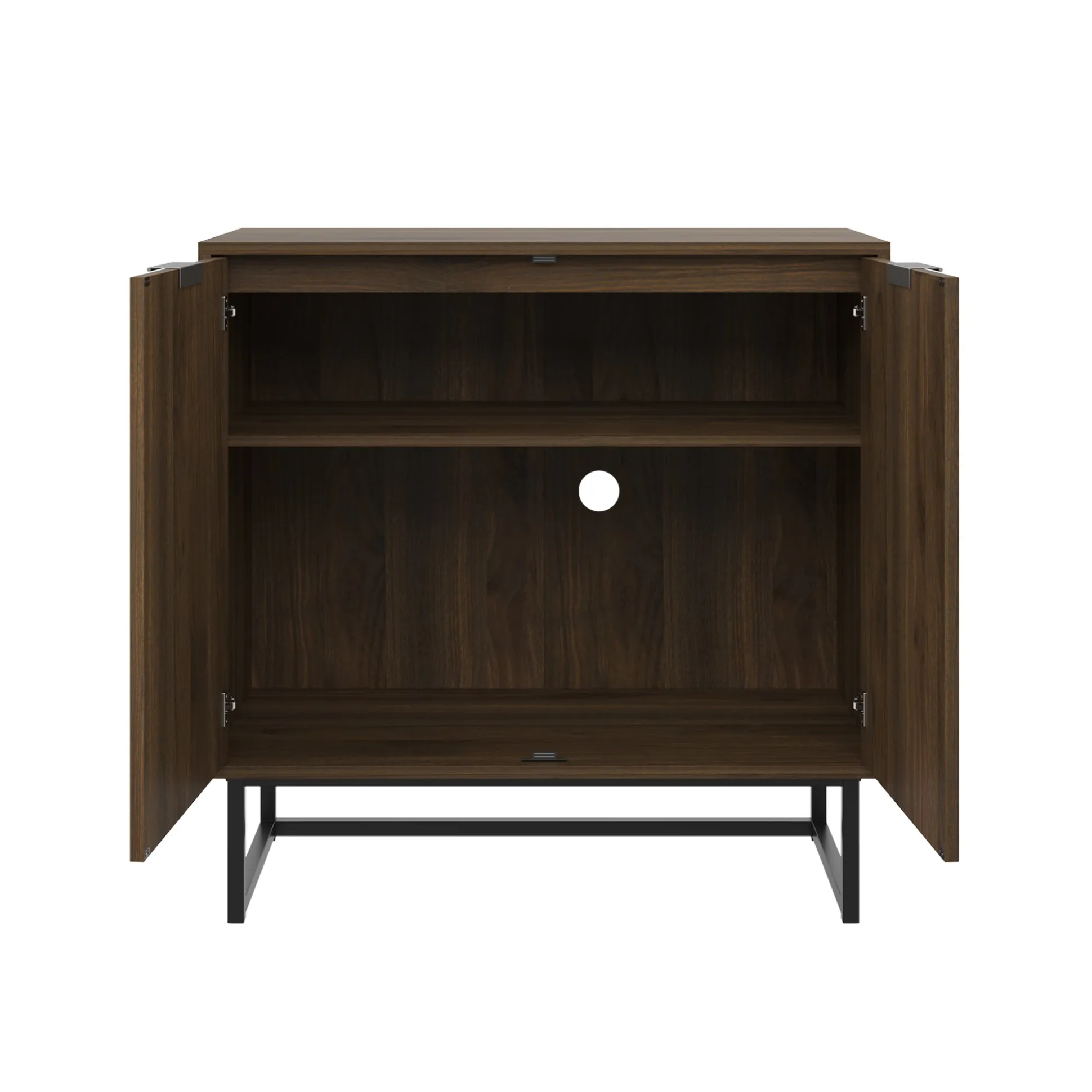 Wood Herringbone TV Console for TVs up to 75" Walnut