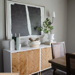 Wood Herringbone TV Console for TVs up to 75