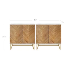 Wood Herringbone TV Console for TVs up to 65