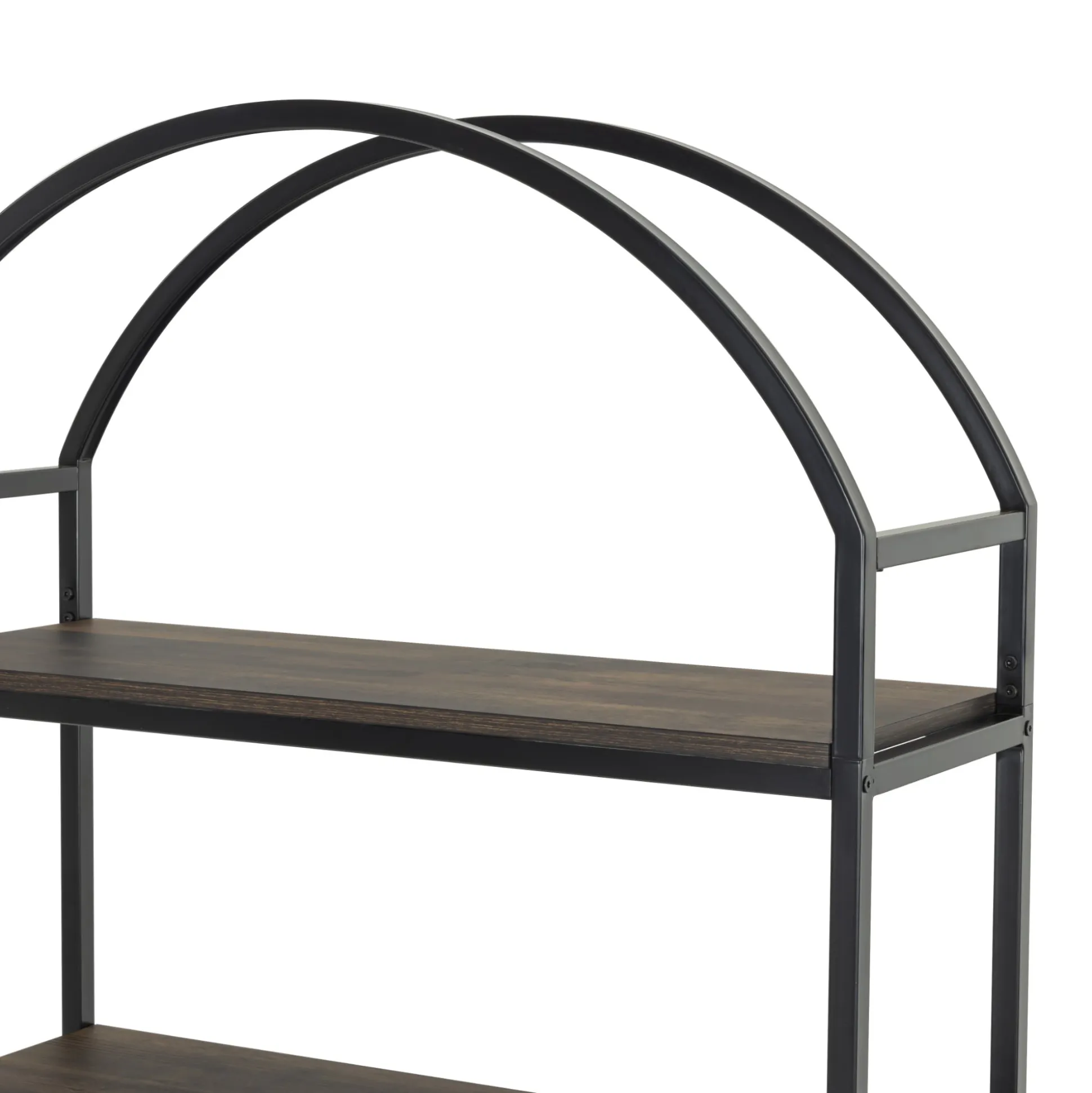 Wood & Metal 5-Shelf Arched Bookshelf Black