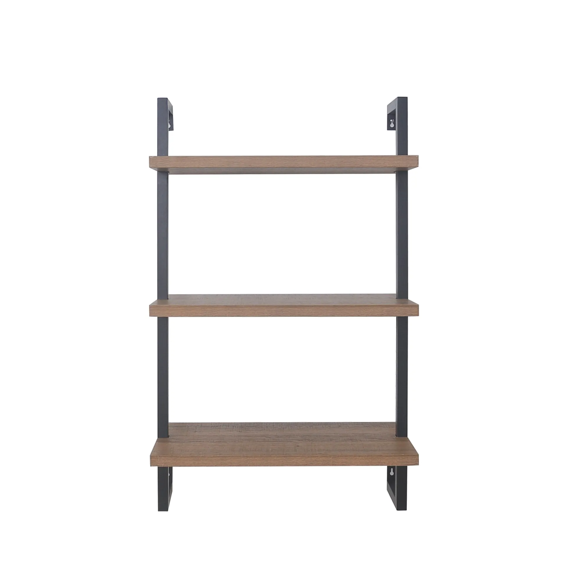 Wood & Metal 3-Shelf Floating Bookshelf Oak