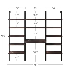 Wood & Metal Wall Mount Office Desk Set Nutmeg