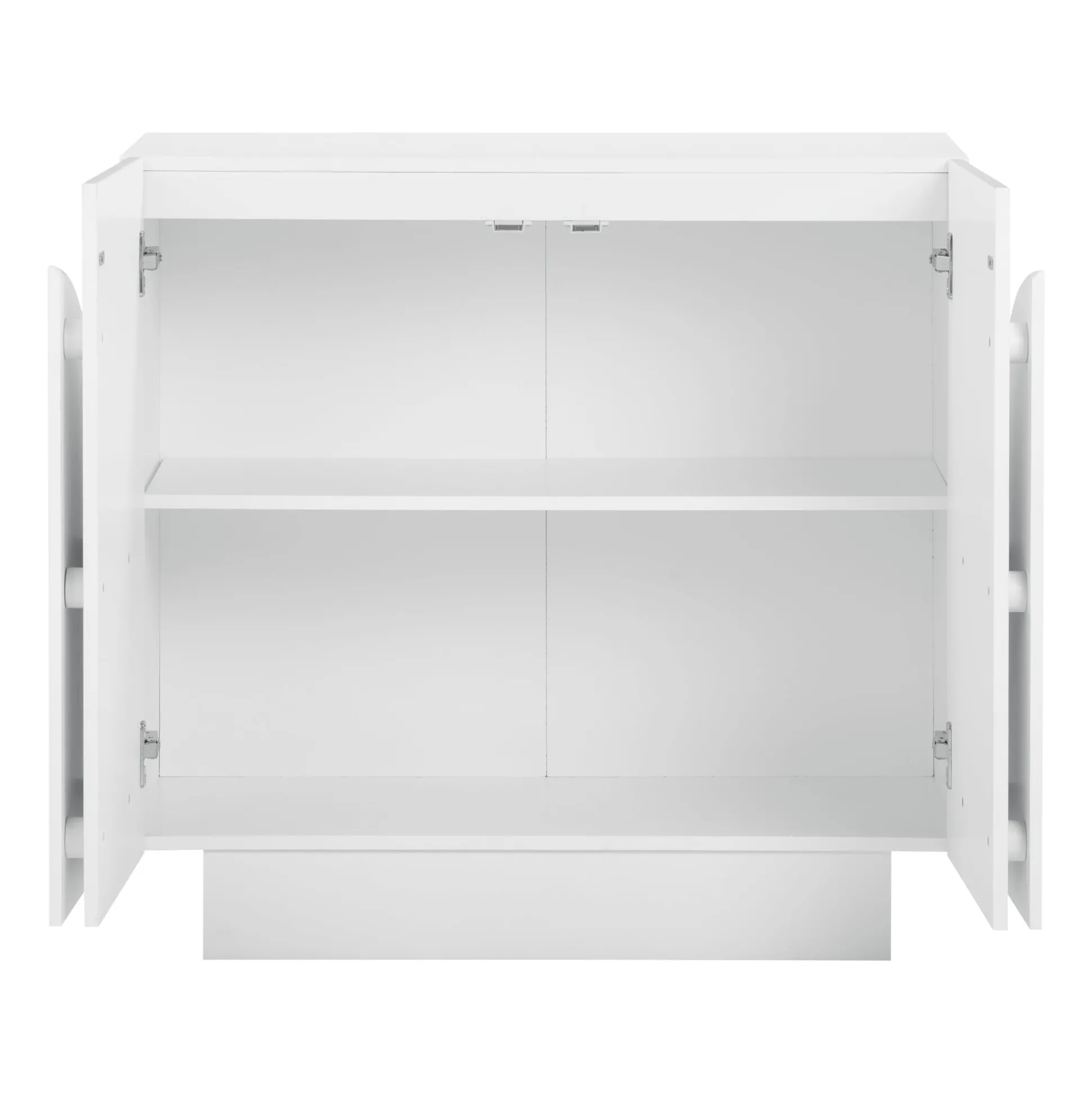 Wood Mid-Century Arched Cabinet Credenza White (3 Cabinets)