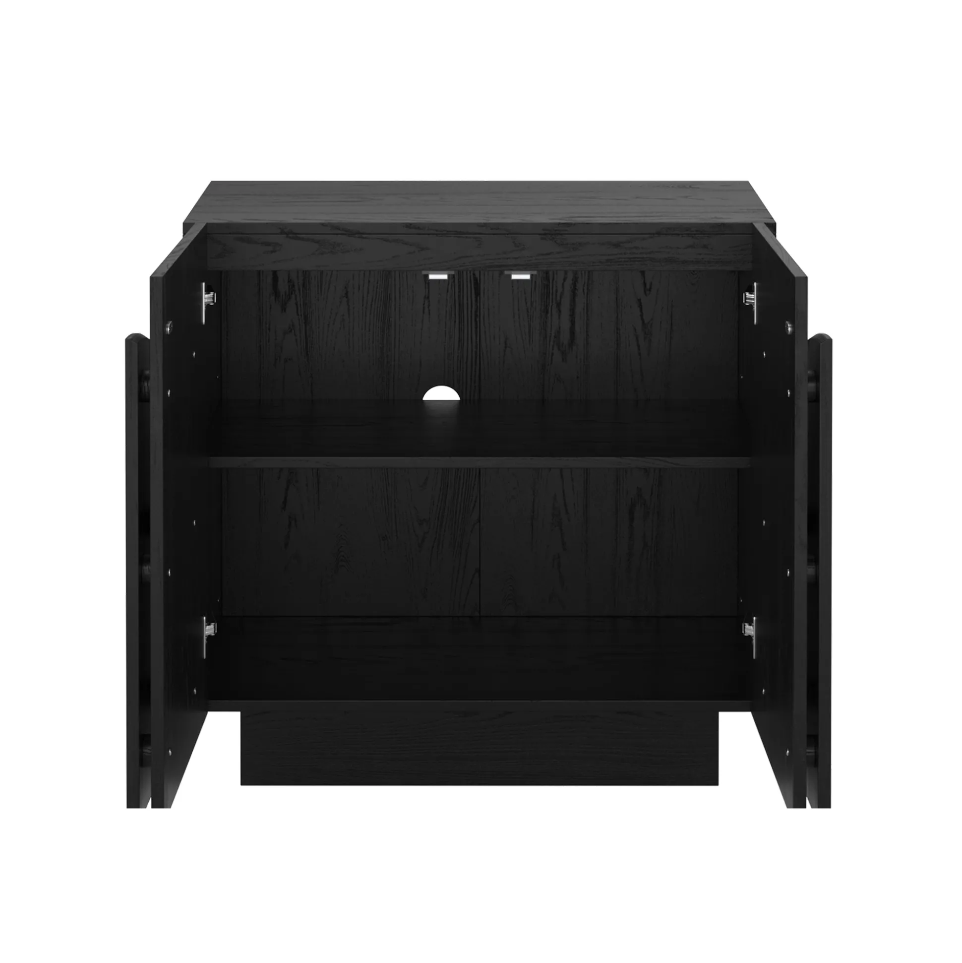 Wood Mid-Century Arched Storage Cabinet Black