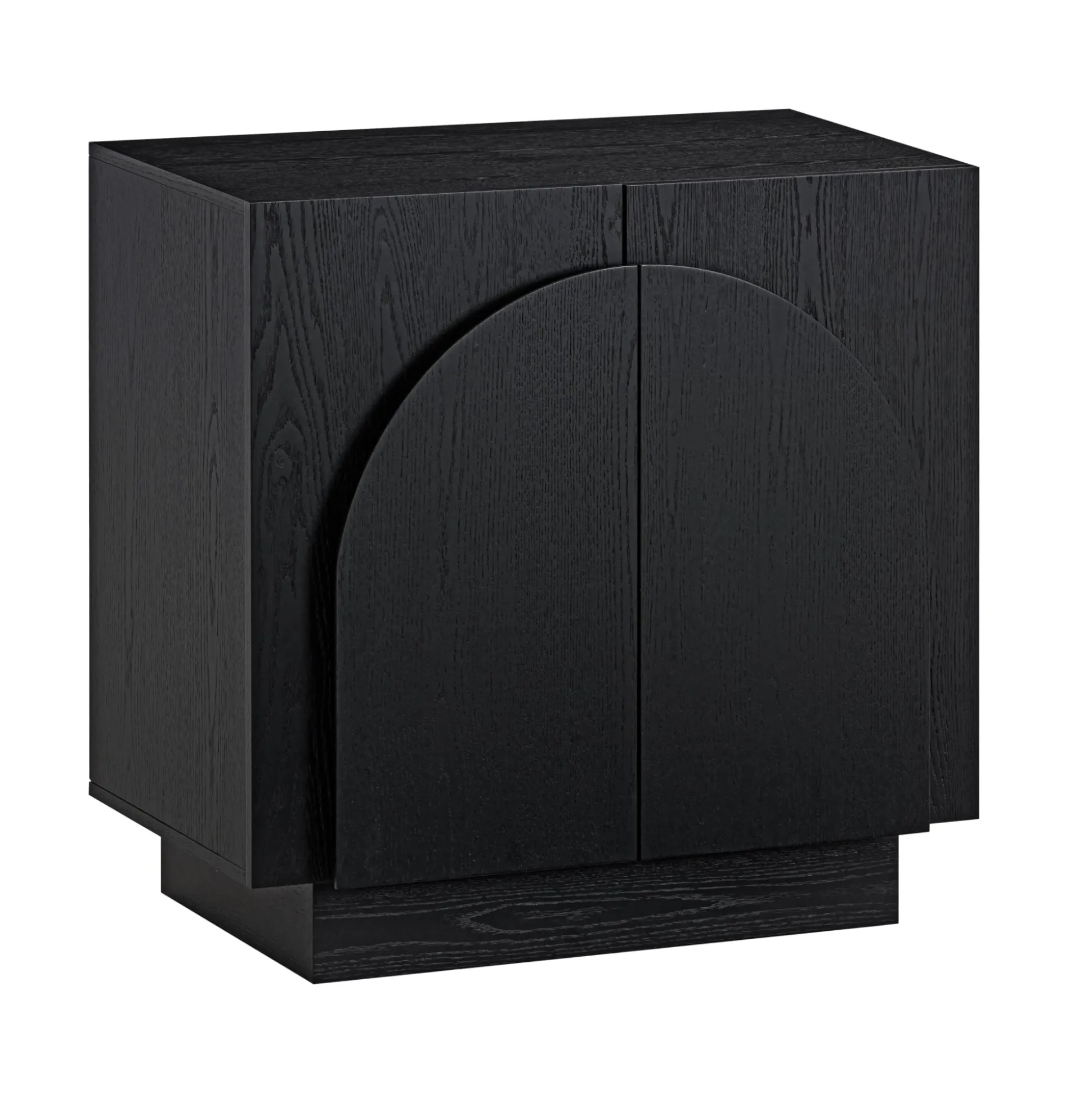Wood Mid-Century Arched Storage Cabinet Black
