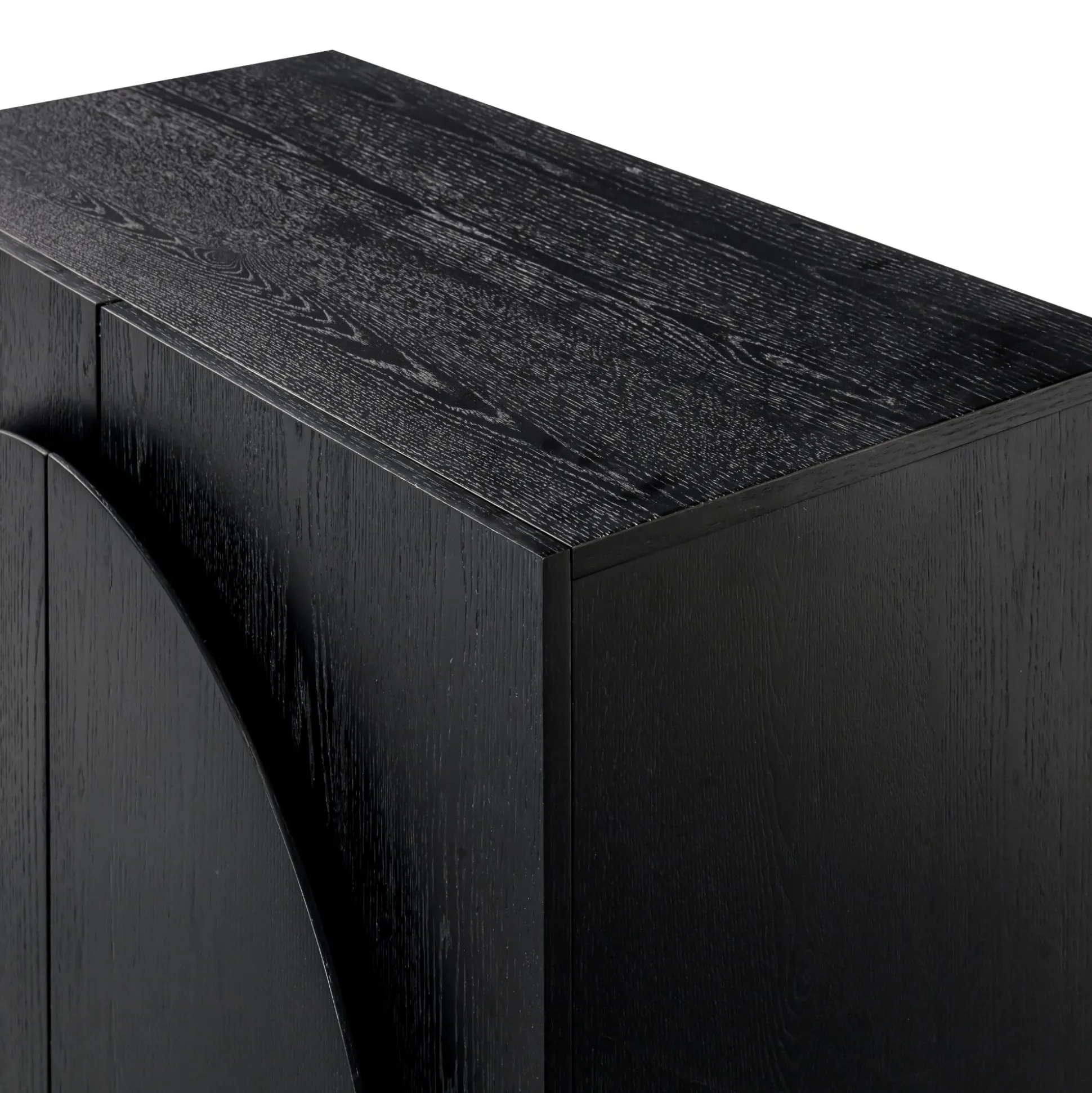 Wood Mid-Century Arched Storage Cabinet Black