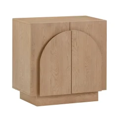 Wood Mid-Century Arched Storage Cabinet Oak