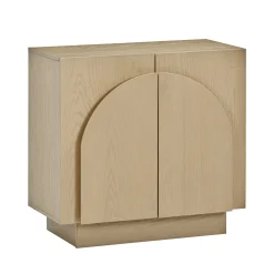 Wood Mid-Century Arched Storage Cabinet Gray Oak