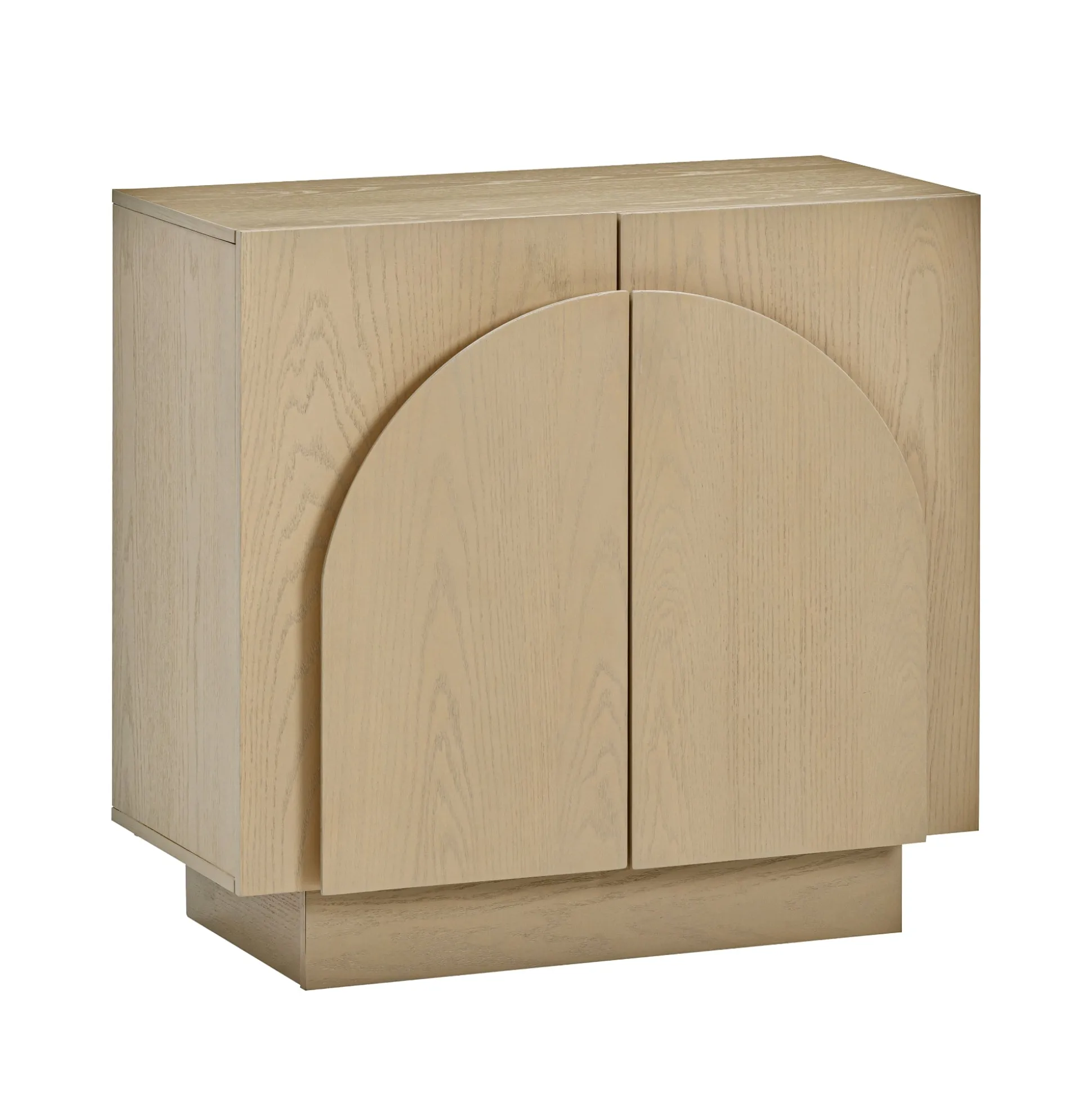 Wood Mid-Century Arched Storage Cabinet Gray Oak