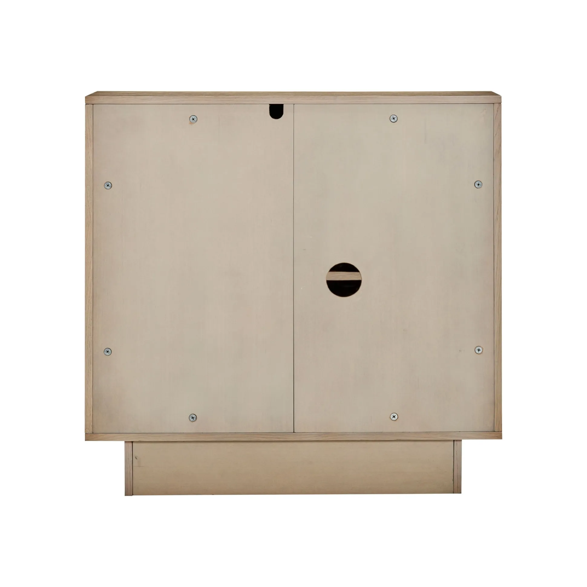 Wood Mid-Century Arched Storage Cabinet Gray Oak