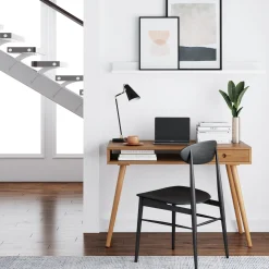 Wood Mid-Century Modern Writing Desk with Drawer