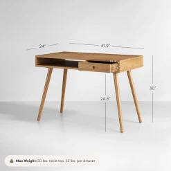 Wood Mid-Century Modern Writing Desk with Drawer